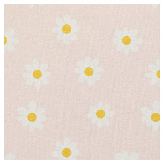 Little Daisies - weiche Aprikose Stoff (Nahaufnahme)