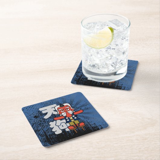 Little Daitengu Yokai Grunge Rechteckiger Pappuntersetzer (Vor Ort)