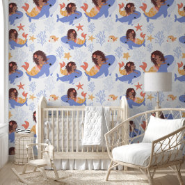 Little Dark Girl Mermaid Whale Tapete