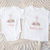 Little Deer First Birthday Party Personalisiert Baby T-shirt
