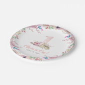 Little Deer First Birthday Party Personalisiert Pappteller (Schrägansicht)