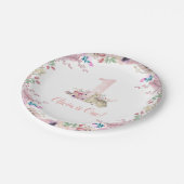 Little Deer First Birthday Party Personalisiert Pappteller (Schrägansicht)