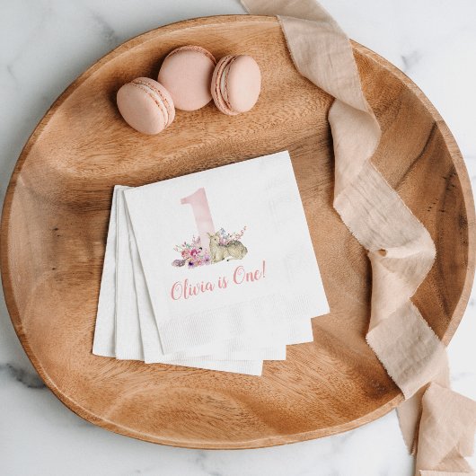 Little Deer First Birthday Party Personalisiert Serviette