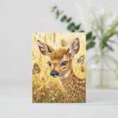 Little Deer in der insektenreichen Wiese Postkarte (Stehend Vorderseite)