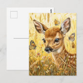 Little Deer in der insektenreichen Wiese Postkarte (Vorne/Hinten)