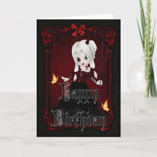 Little Devil 2 Gothic Happy Birthday Card Karte (Vorderseite)