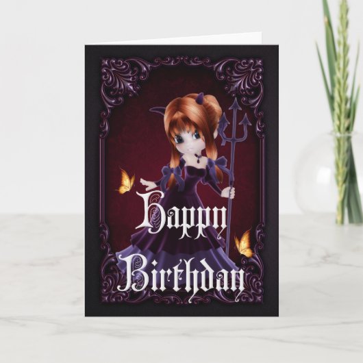 Little Devil 5 Gothic Happy Birthday Card Karte (Vorderseite)