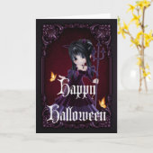 Little Devil 5 Gothic Happy Halloween Card Karte (Gelbe Blume)