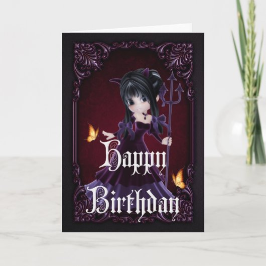 Little Devil 6 Gothic Happy Birthday Card Karte (Vorderseite)