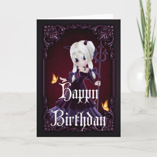 Little Devil 7 Gothic Happy Birthday Card Karte (Vorderseite)