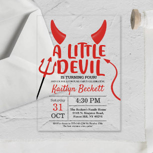 Little Devil any Age Halloween Geburtstagsparty Acryleinladungen