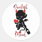 Little Devil Baddie Liebe Paddle "Devilish Mood" Runder Aufkleber (Vorderseite)