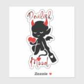 Little Devil Baddie mit Paddle "Devilish Mood" Aufkleber (Blatt)