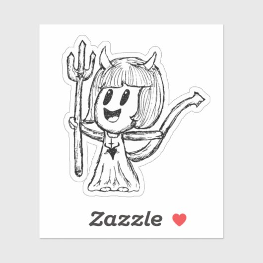 Little Devil Girl Sketch Aufkleber (Blatt)