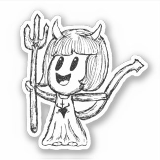 Little Devil Girl Sketch Aufkleber