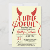 Little Devil Halloween Baby Dusche Einladung (Vorderseite)