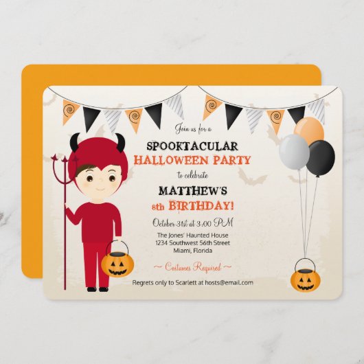 Little Devil Halloween-Party Einladung (Vorne/Hinten)