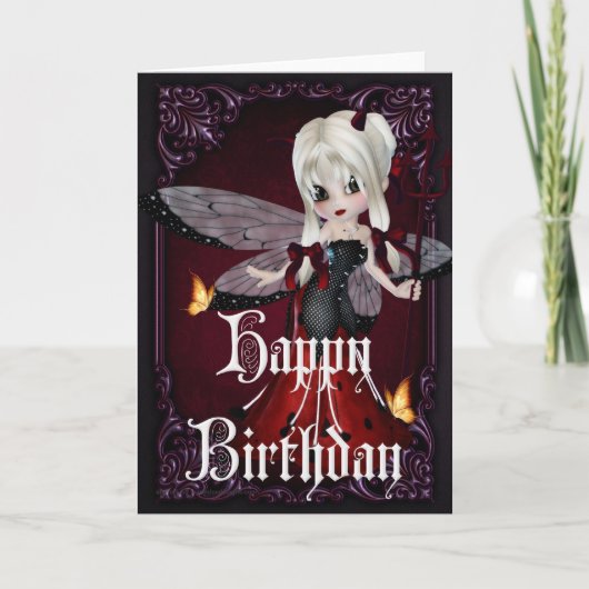 Little Devil Ladybug Design 2b Happy Birthday Card Karte (Vorderseite)
