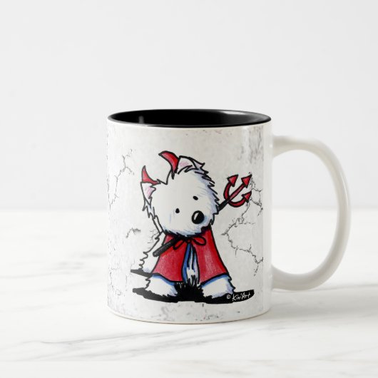 Little Devil Westie Zweifarbige Tasse (Rechts)