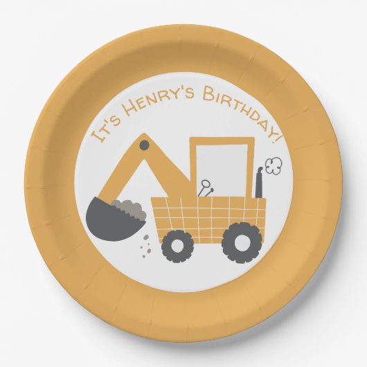 Little Digger Construction Geburtstag Pappteller (Vorderseite)