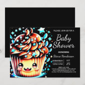 Little Digital Little Muffin Boy Baby Dusche Einladung (Vorne/Hinten)