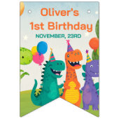 Little Dino 1st Birthday Bunting Flags Wimpelkette (Dritte Fahne)
