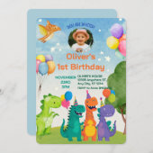 Little Dino 1st Birthday Invitation Einladung (Vorne/Hinten)