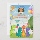 Little Dino 1st Birthday Invitation Einladung (Vorderseite)