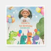 Little Dino 1st Birthday Paper Napkin Serviette (Vorderseite)