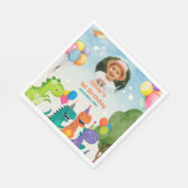 Little Dino 1st Birthday Paper Napkin Serviette (Ecke)