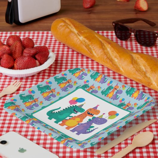 Little Dino 1st Birthday Paper Plate Pappteller (Picknick)