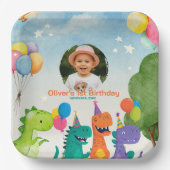 Little Dino 1st Birthday Paper Plate Pappteller (Vorderseite)