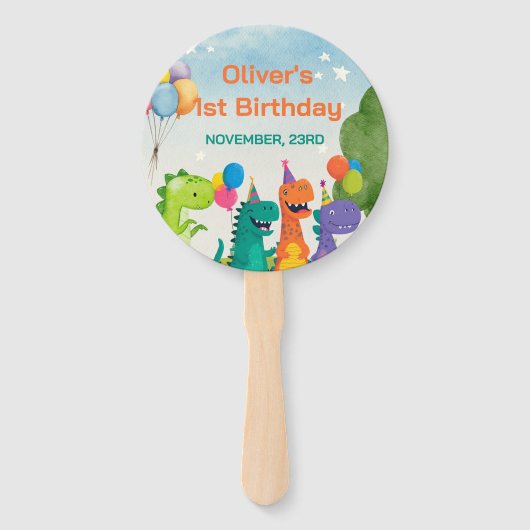 Little Dino 1st Birthday Set of Fans Fächer (Rückseite)
