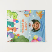 Little Dino 1st Birthday Wandteppich (Vorderseite (Horizontal))