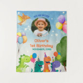 Little Dino 1st Birthday Wandteppich (Vorderseite)