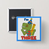 Little Dino 3. Geburtstag Tshirts und Geschenke Button (Vorne & Hinten)