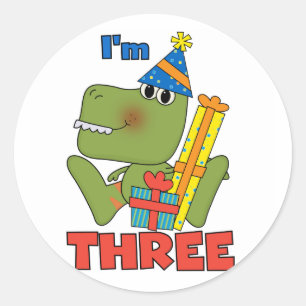 Little Dino 3. Geburtstag Tshirts und Geschenke Runder Aufkleber