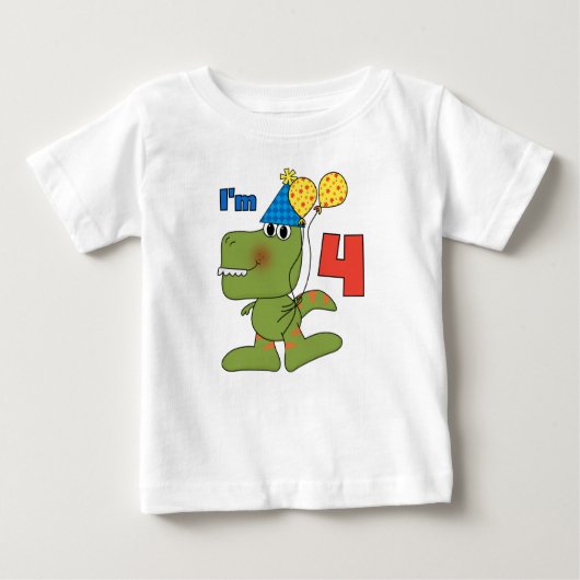 Little Dino 4. Geburtstag Tshirts und Geschenke (Vorderseite)