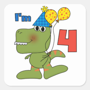 Little Dino 4. Geburtstag Tshirts und Geschenke Quadratischer Aufkleber