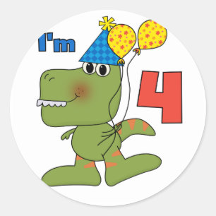 Little Dino 4. Geburtstag Tshirts und Geschenke Runder Aufkleber