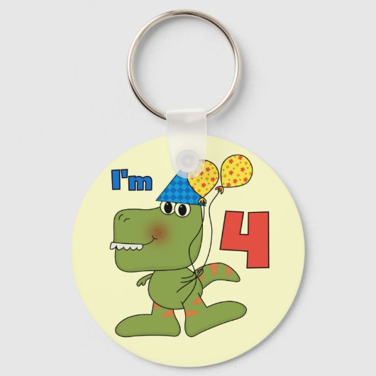 Little Dino 4. Geburtstag Tshirts und Geschenke Schlüsselanhänger (Vorderseite)