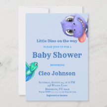 Little Dino auf dem Weg Blue Boy Baby Dusche Invit