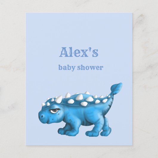 Little Dino auf dem Weg Greener Baby Dusche Bingo Flyer (Hinten)