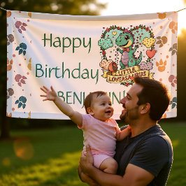 Little Dino Birthday Personalized Banner