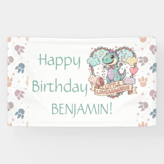 Little Dino Birthday Personalized Banner (Horizontal)