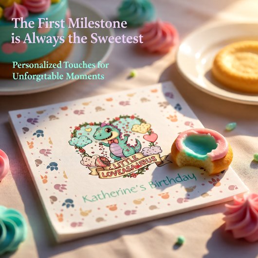 Little Dino Birthday Personalized Serviette