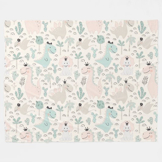 Little Dino Delight Fleecedecke (Vorderseite (Horizontal))