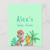 Little Dino on Way Greenery Baby Shower Bingo (Rückseite)