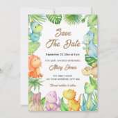 Little Dinosaur Babydusche Save the Date Einladung (Vorderseite)