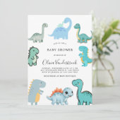 Little Dinosaur Cute Baby Shower Einladung (Stehend Vorderseite)